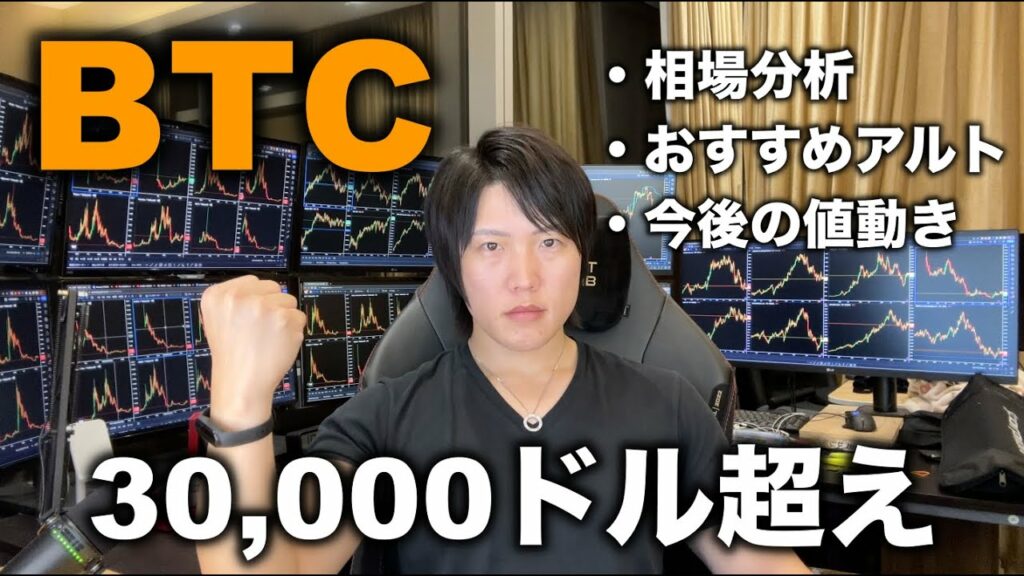 ビットコイン30,000ドル超え!今後の値動き、おすすめコイン