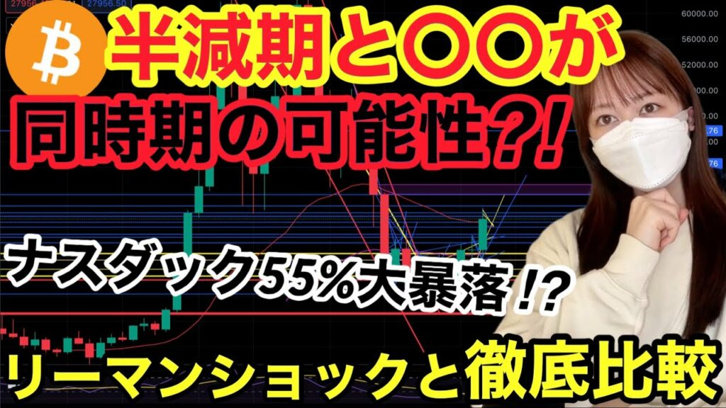 【リセッションは不可避?!】BTC半減期と〇〇が同時期の可能性?! NASDAQ 55%大暴落…リーマンショックと徹底比較!私の中長期考察 仮想通貨 米国株