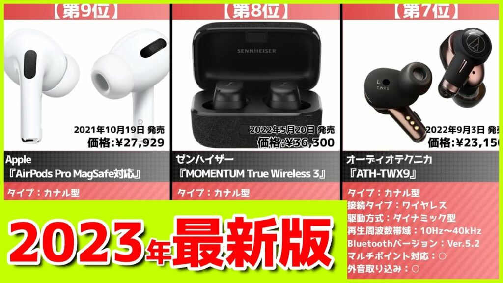 【2023年】ワイヤレスイヤホンおすすめ最新人気ランキング【コスパ、売れ筋】