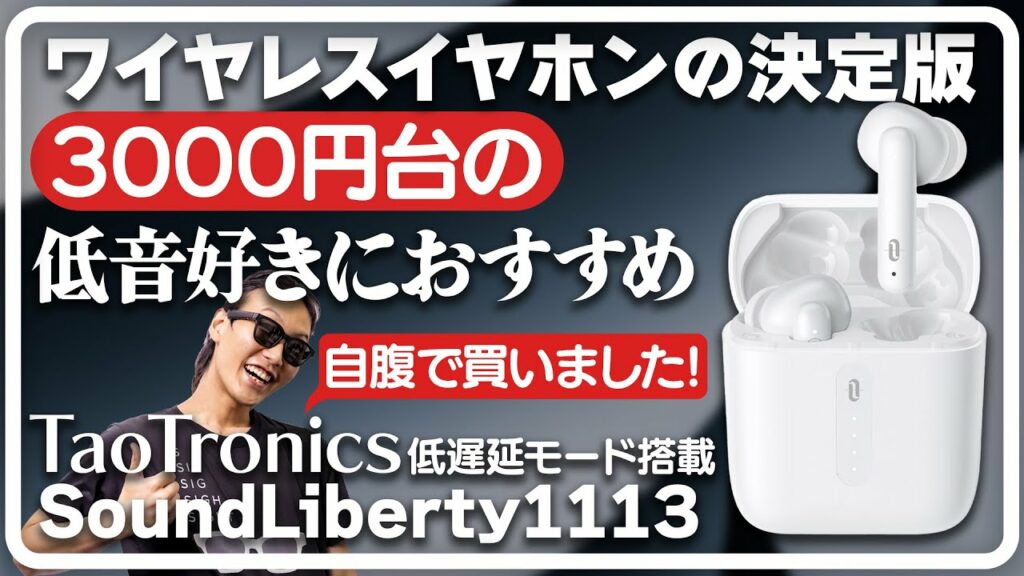 【3,000円台】TaoTronics SoundLiberty1113は低価格ワイヤレスイヤホンの決定版!特に低音好きの方にイチオシの製品です!